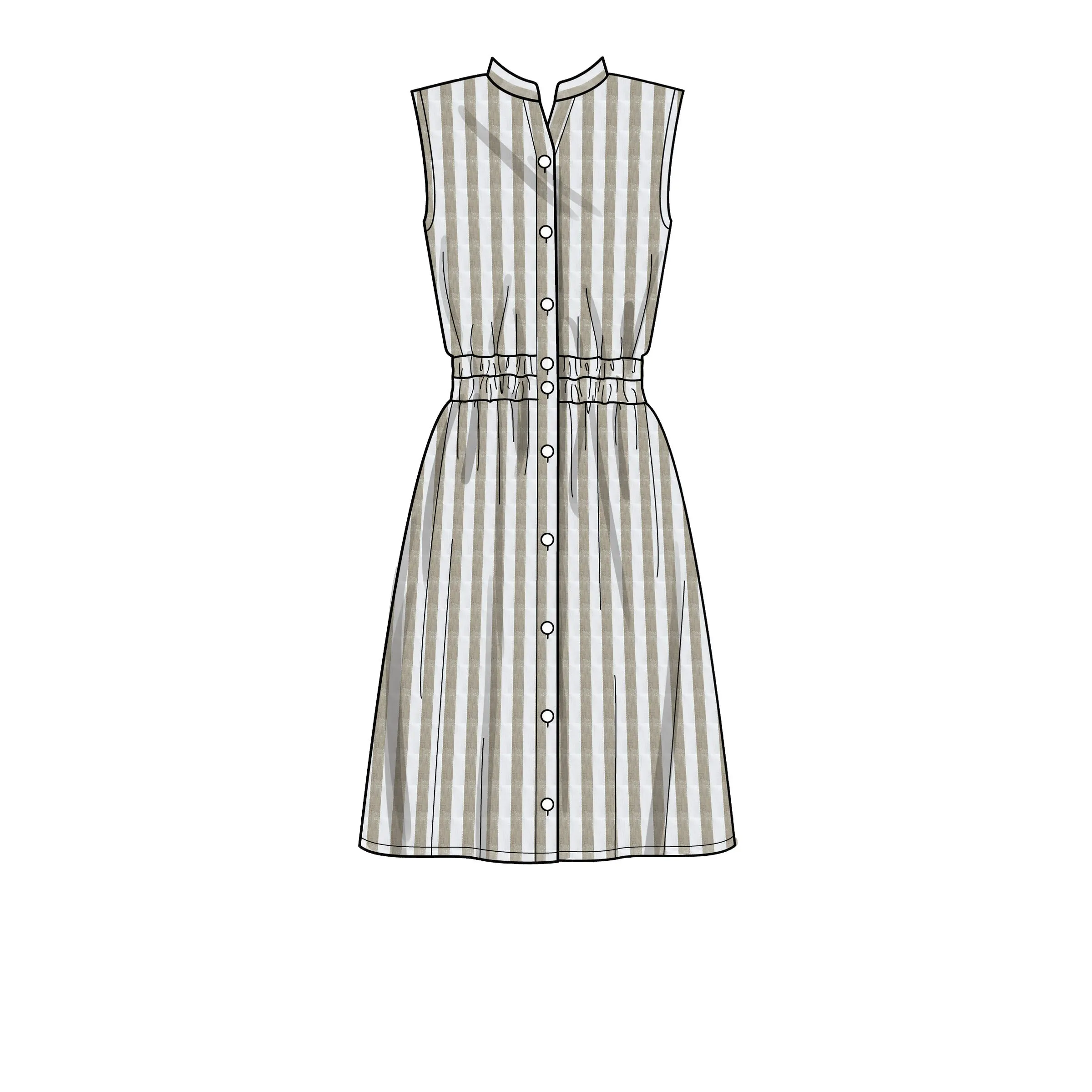 New Look Sewing Pattern N6651 - Misses' Button Front Dress With Elasticated Waist