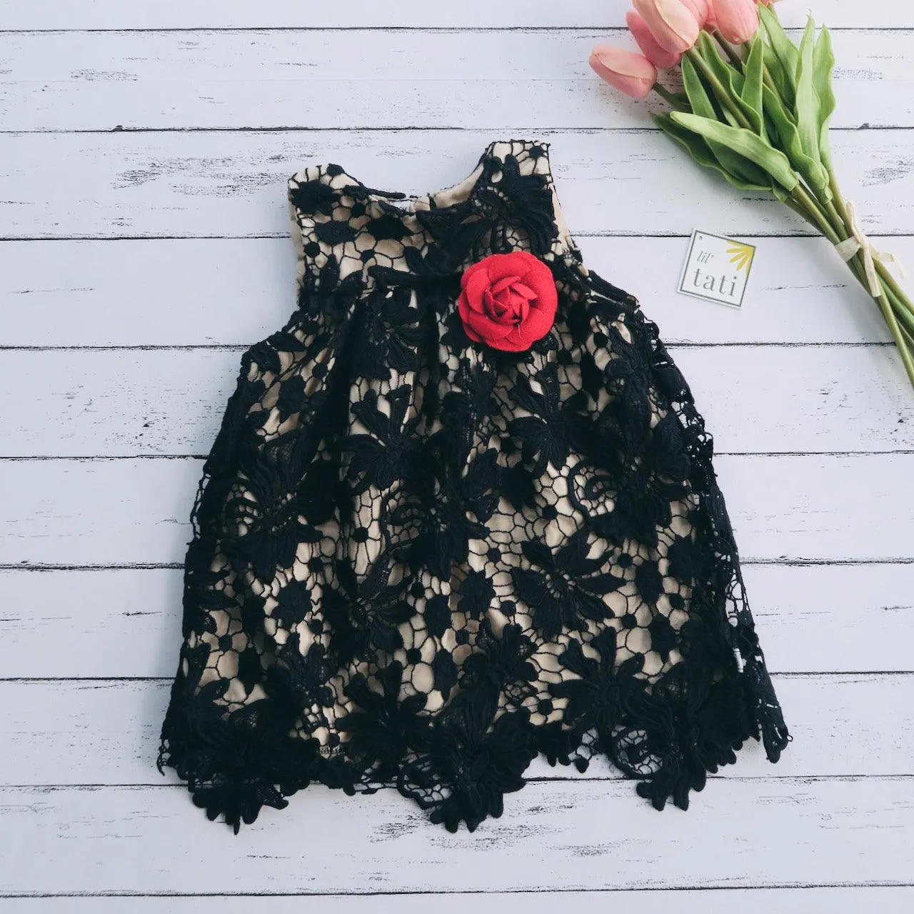 Peony Dress in Midnight Blue Lace