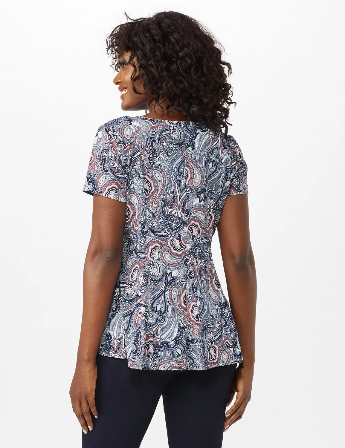 Puff Print Fit and Flare Knit Top