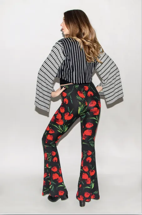 "Rose Trippin" High Waisted Flared Bellbottoms