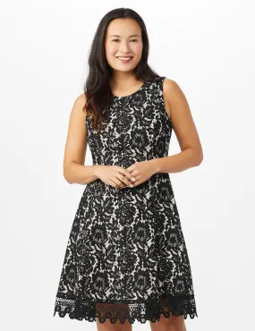 Round Neck Lace Fit and Flare Dress