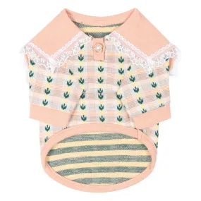 Sailor Lace Collar Flower Knit Sweater - Orange