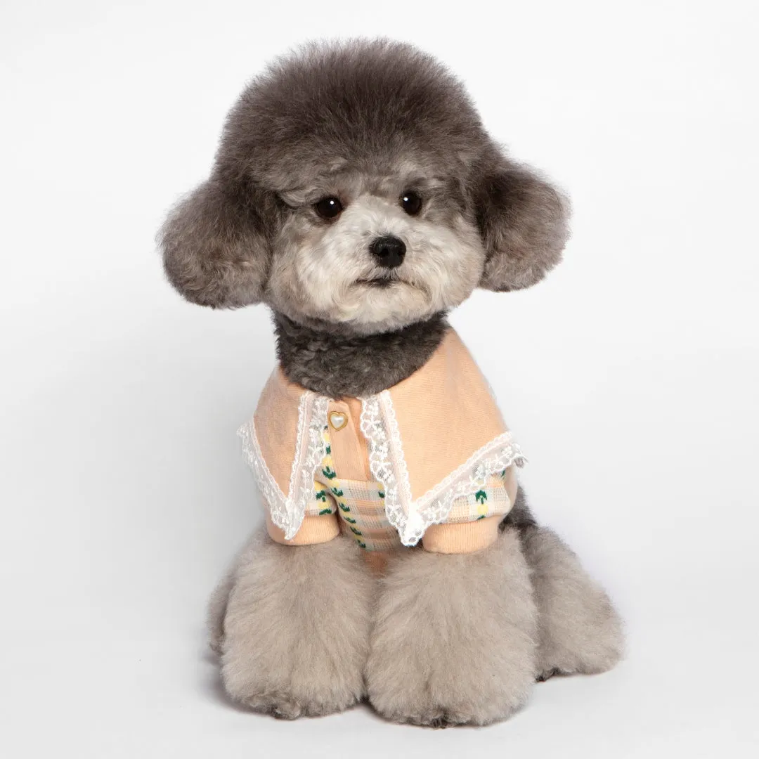 Sailor Lace Collar Flower Knit Sweater - Orange