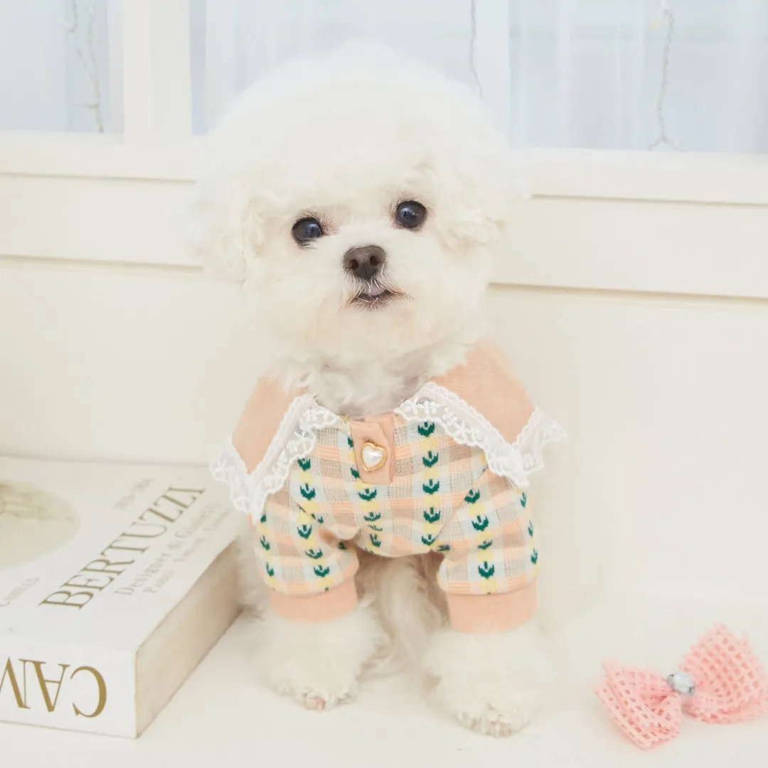 Sailor Lace Collar Flower Knit Sweater - Orange