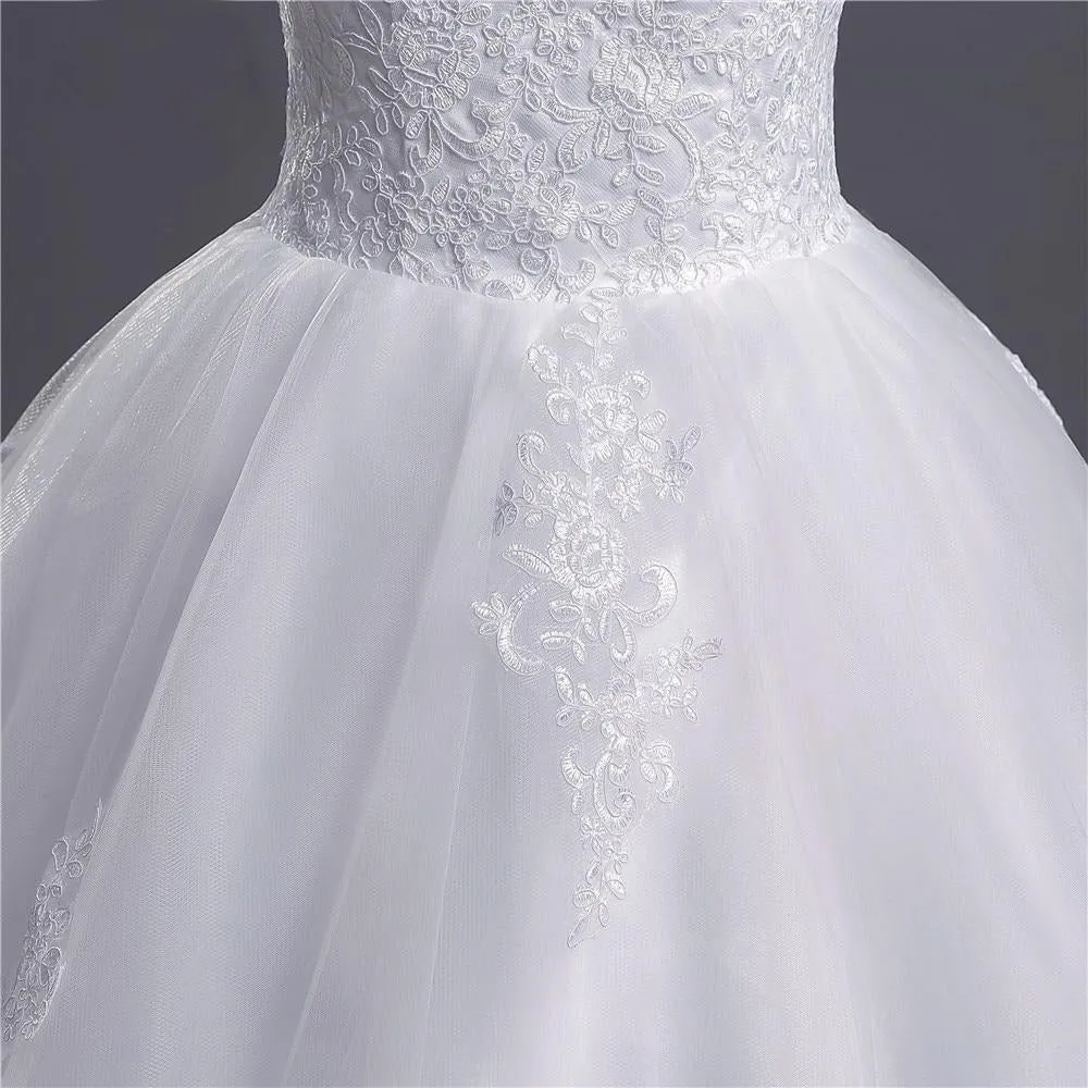 Sexy A-Line Lace Wedding Dress Romantic Backless Bridal Dress