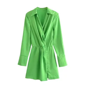 SHIRT DRESS WITH SHOULDER PADS