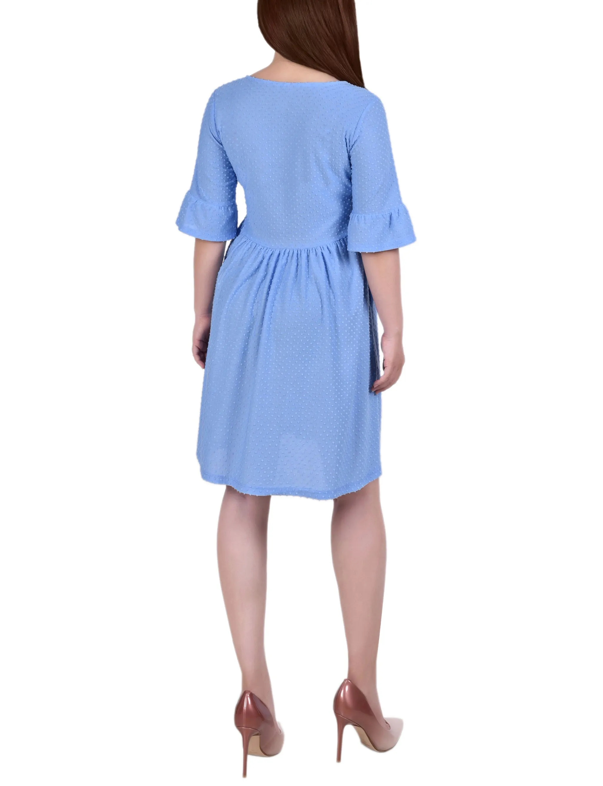 Short Bell Sleeve Swiss Dot Dress