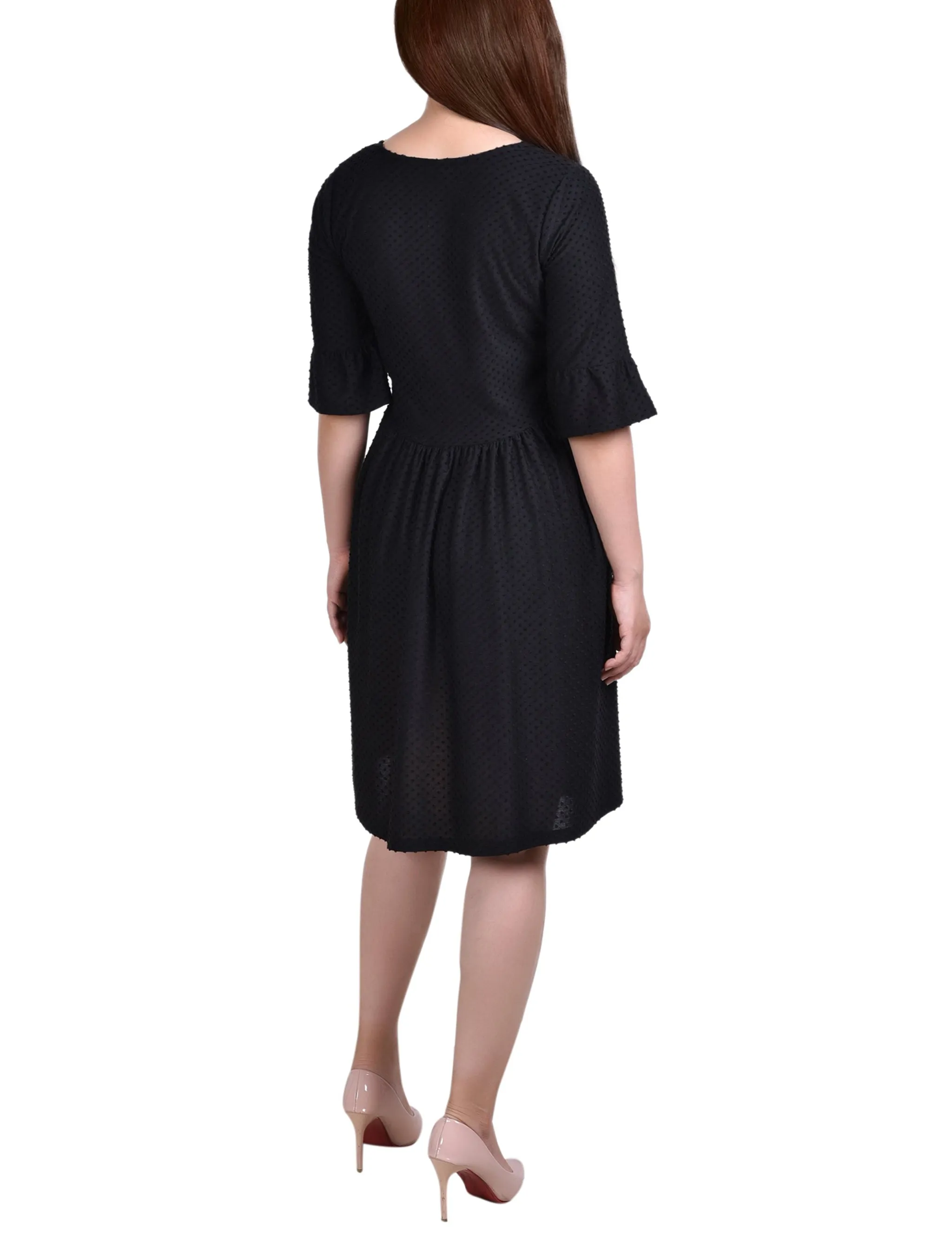 Short Bell Sleeve Swiss Dot Dress