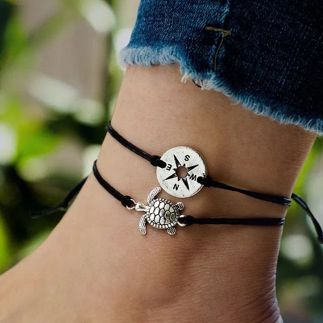 Simple Heart Female Anklets Barefoot Crochet Sandals Foot Jewelry