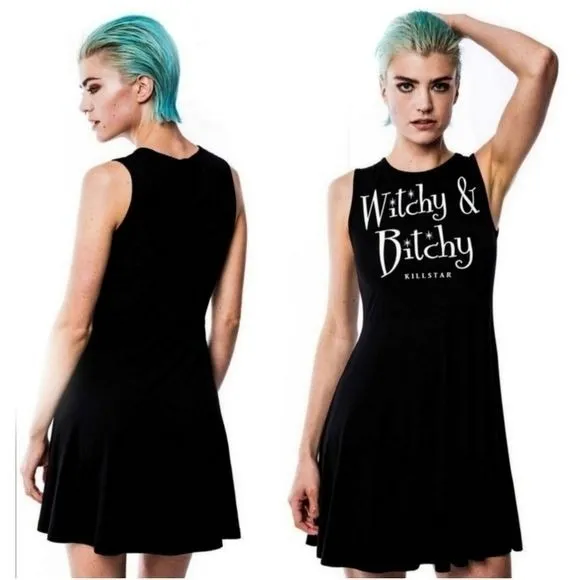 Skater Dress | Witchy & Bitchy | Button Back Black Skater Dress
