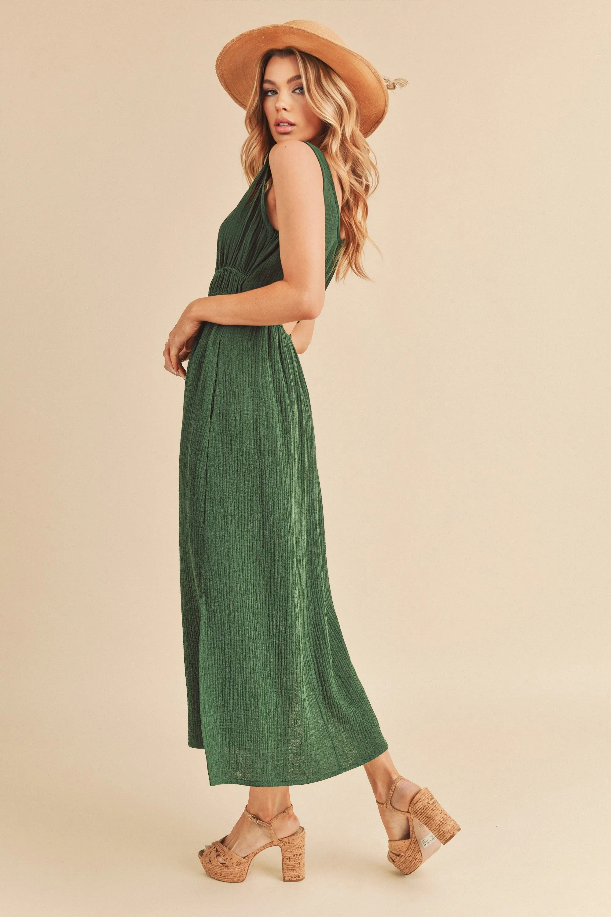 Sleeveless Empire Waist Midi Dress