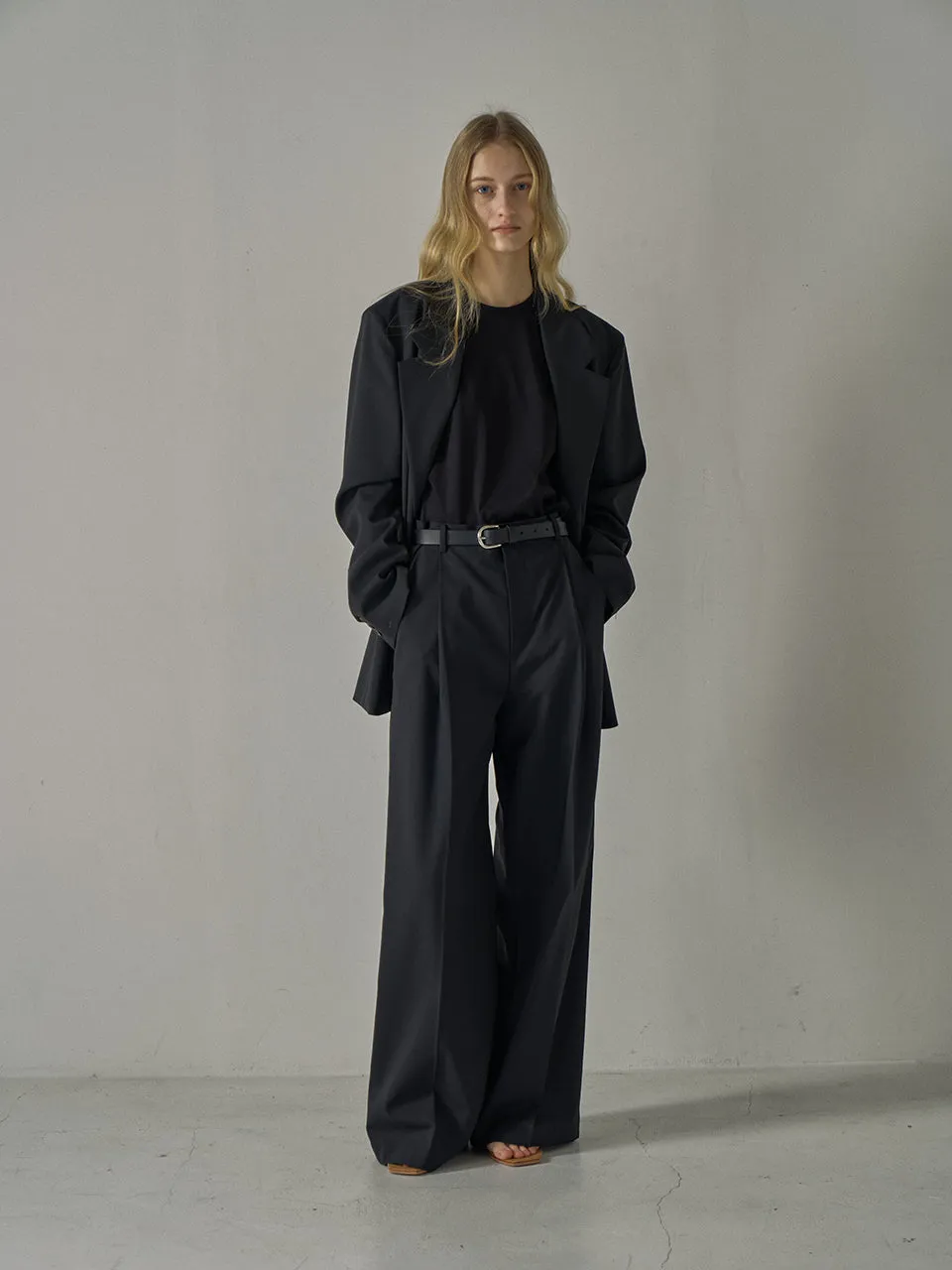Summer Wool Wide Pants - Black