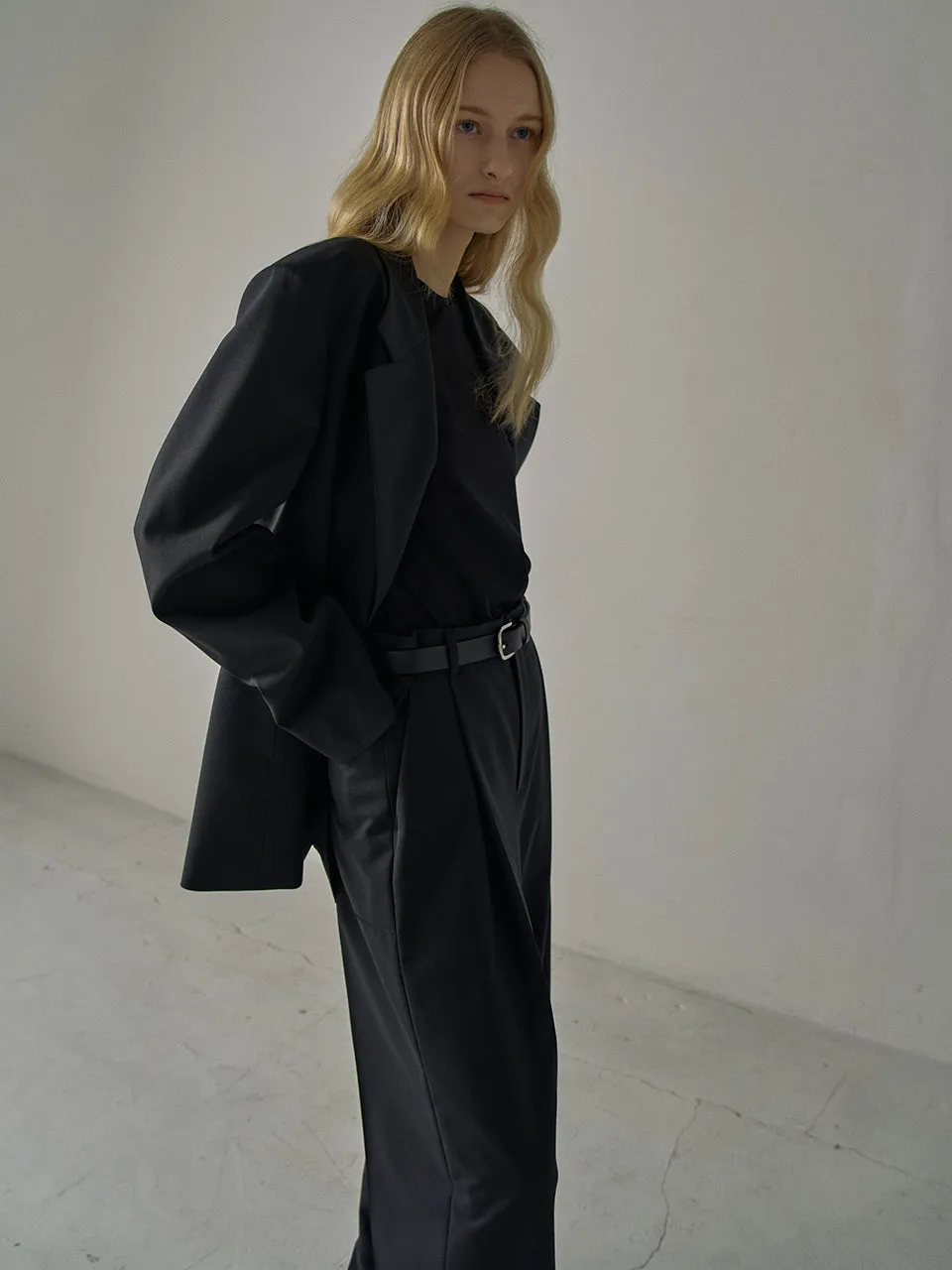 Summer Wool Wide Pants - Black