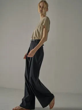Summer Wool Wide Pants - Black