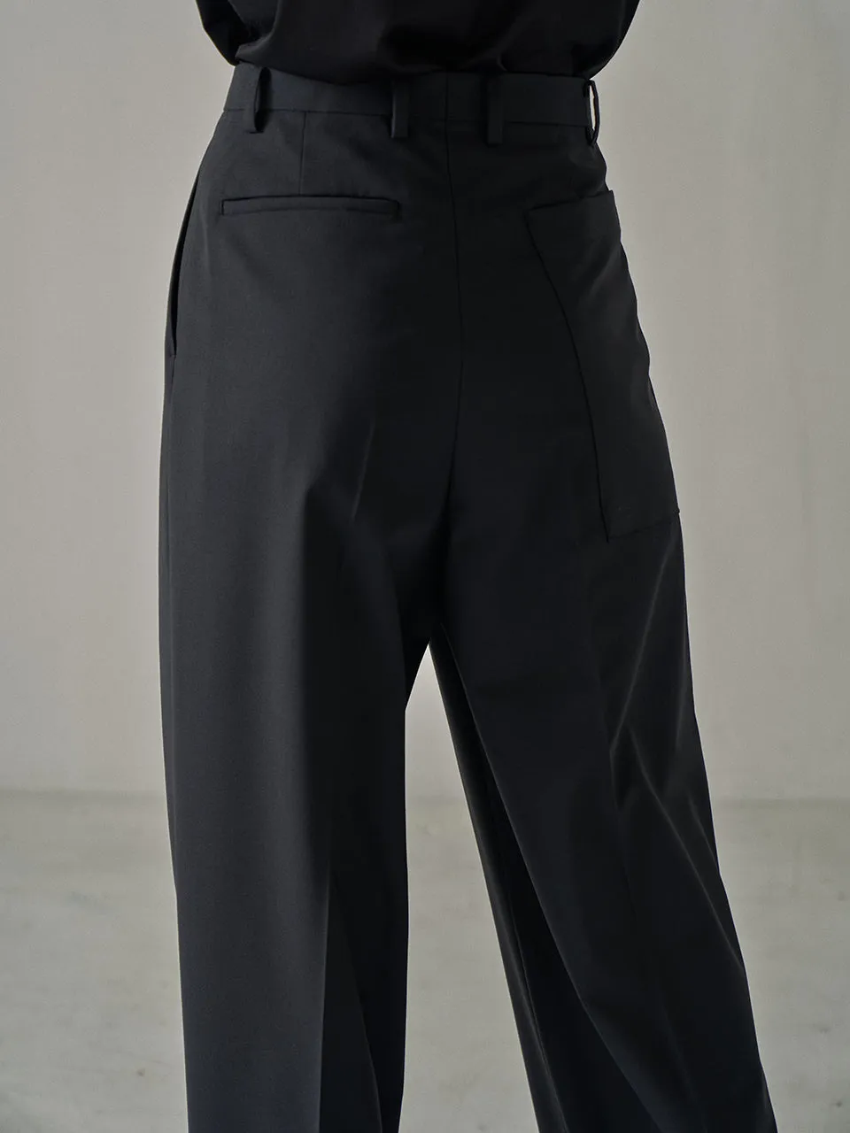 Summer Wool Wide Pants - Black