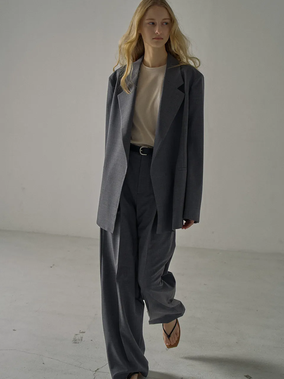 Summer Wool Wide Pants - Charcoal