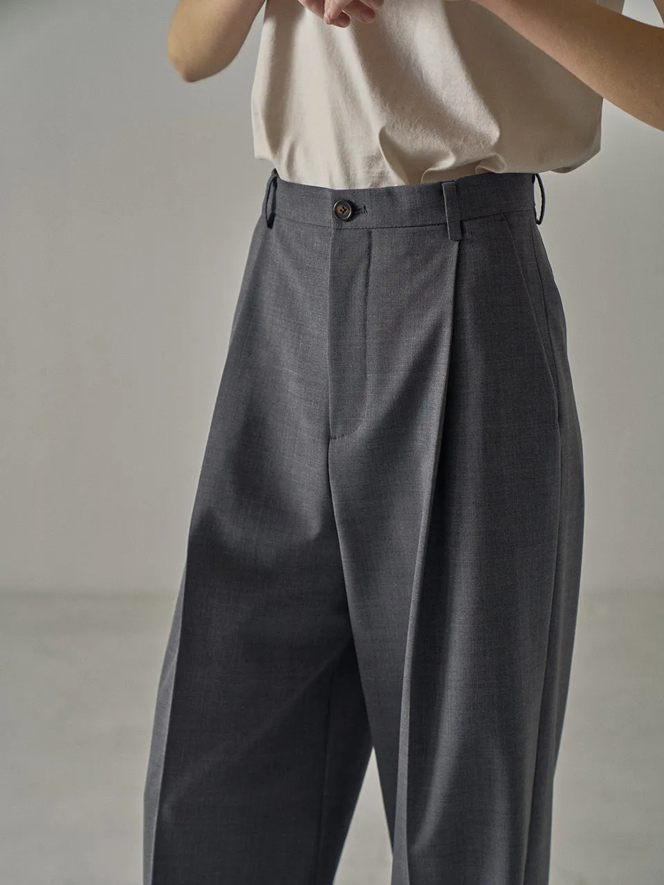 Summer Wool Wide Pants - Charcoal