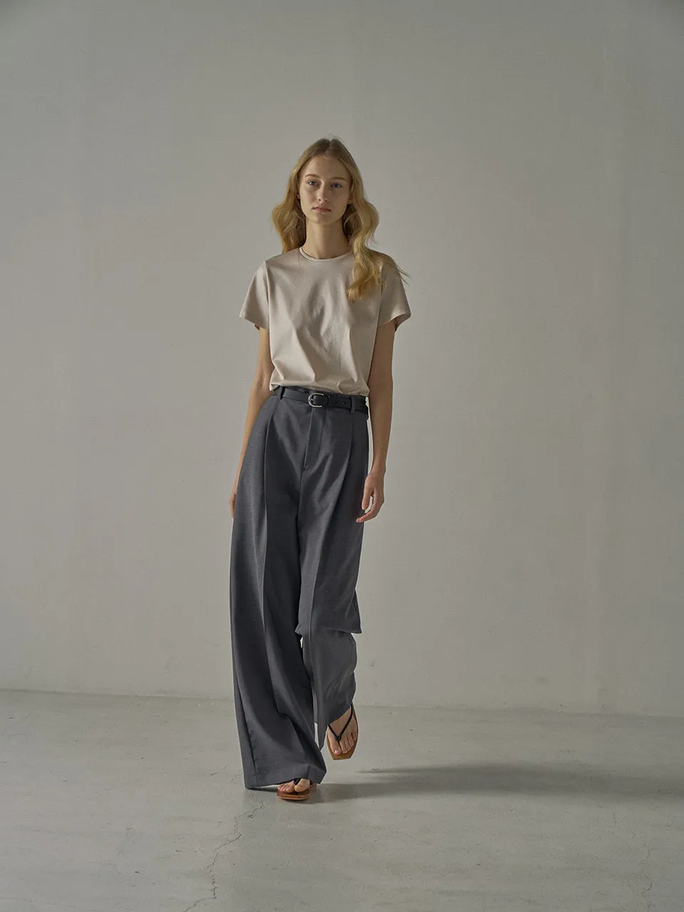 Summer Wool Wide Pants - Charcoal