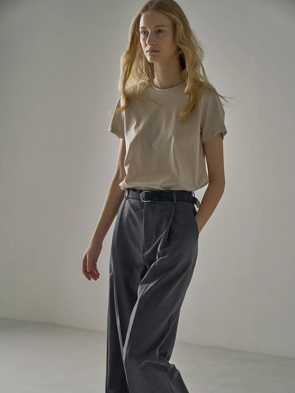 Summer Wool Wide Pants - Charcoal
