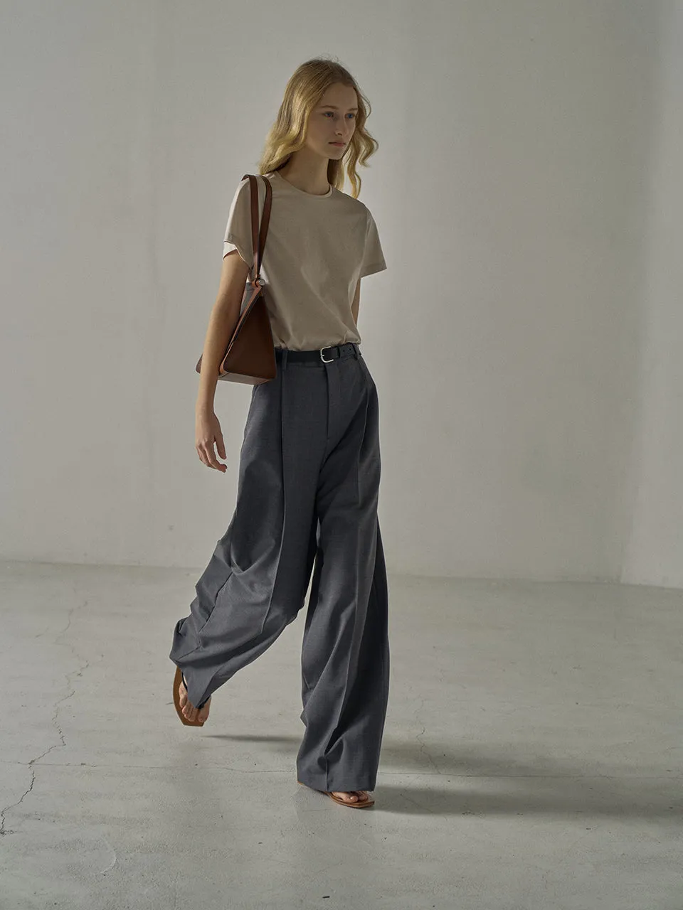 Summer Wool Wide Pants - Charcoal