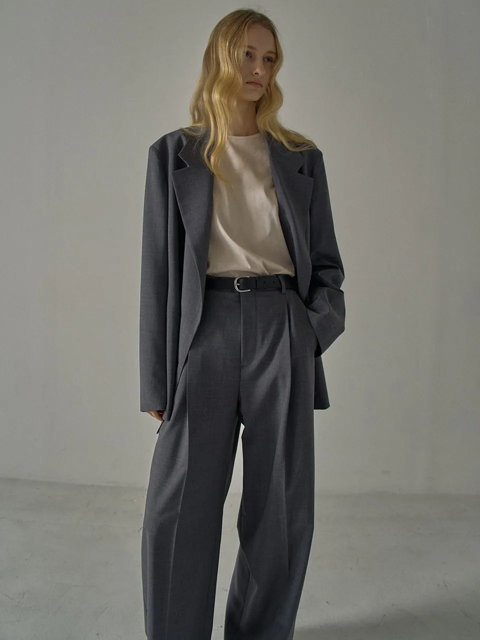 Summer Wool Wide Pants - Charcoal