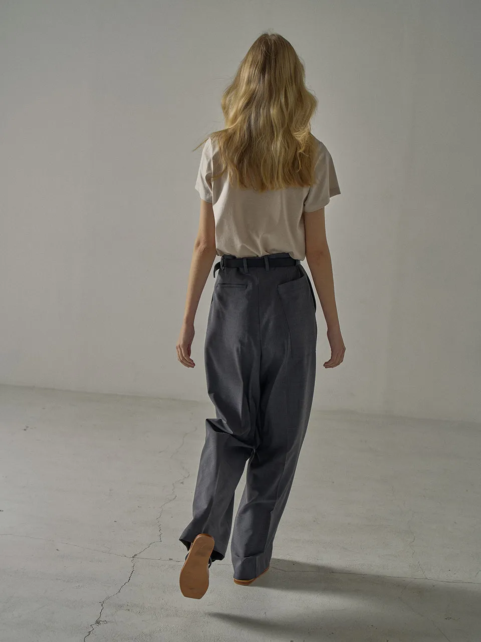 Summer Wool Wide Pants - Charcoal