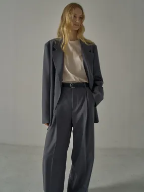 Summer Wool Wide Pants - Charcoal