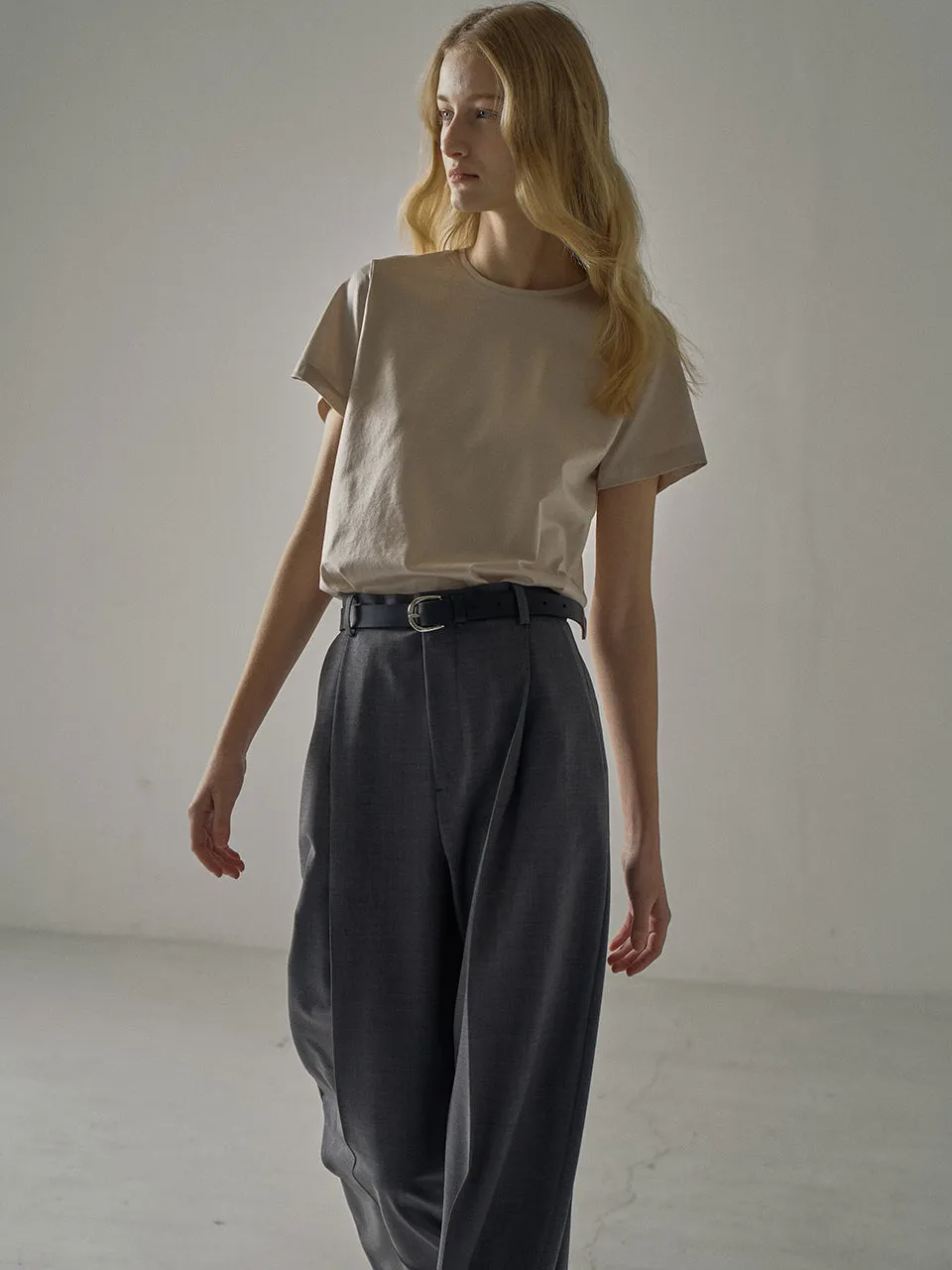Summer Wool Wide Pants - Charcoal