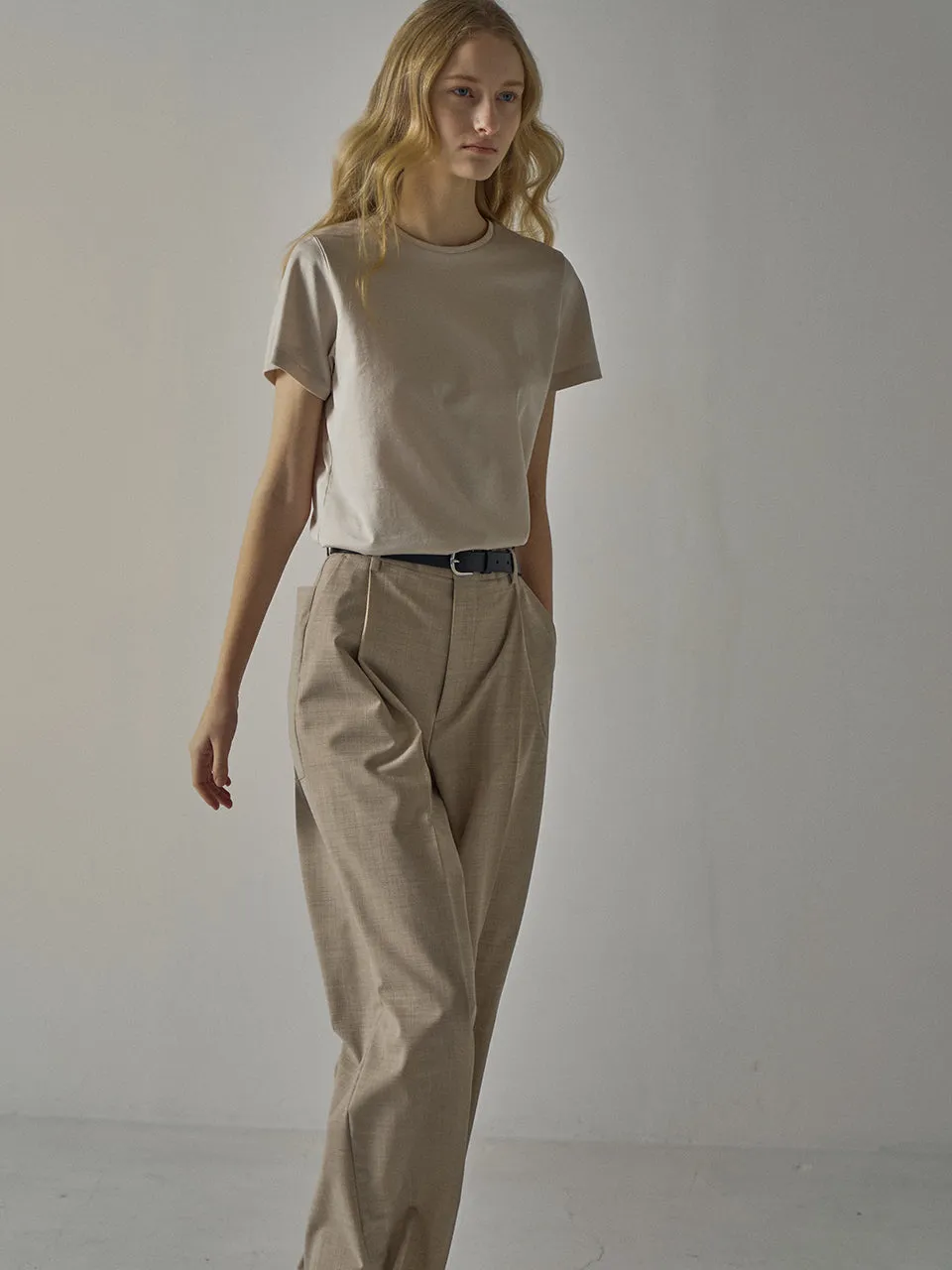 Summer Wool Wide Pants - Oatmeal