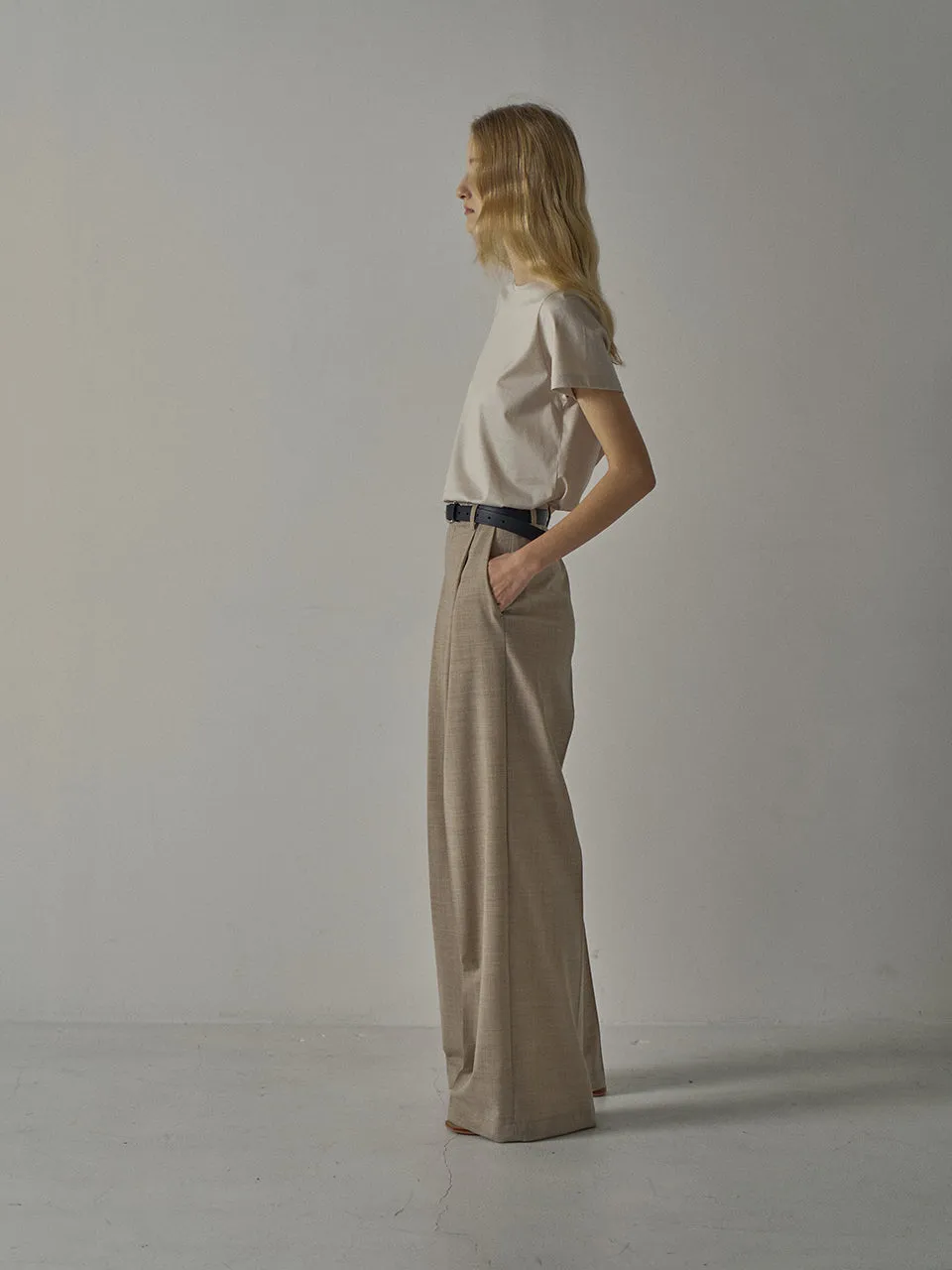 Summer Wool Wide Pants - Oatmeal