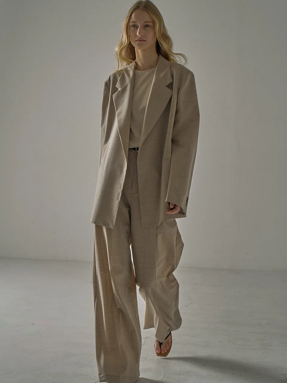 Summer Wool Wide Pants - Oatmeal