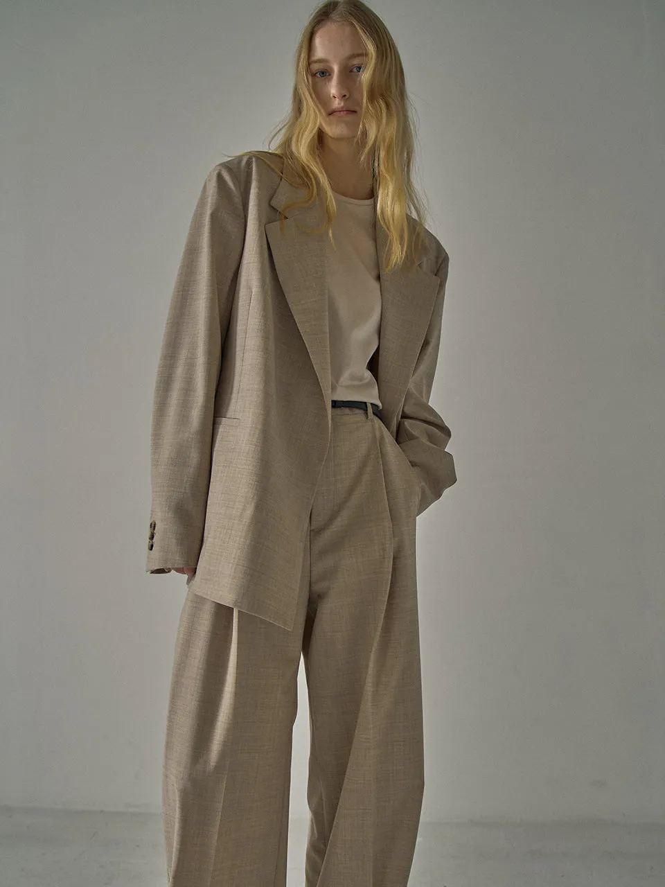 Summer Wool Wide Pants - Oatmeal