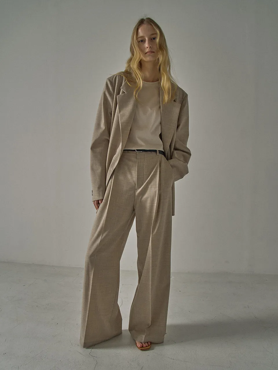 Summer Wool Wide Pants - Oatmeal