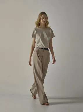 Summer Wool Wide Pants - Oatmeal