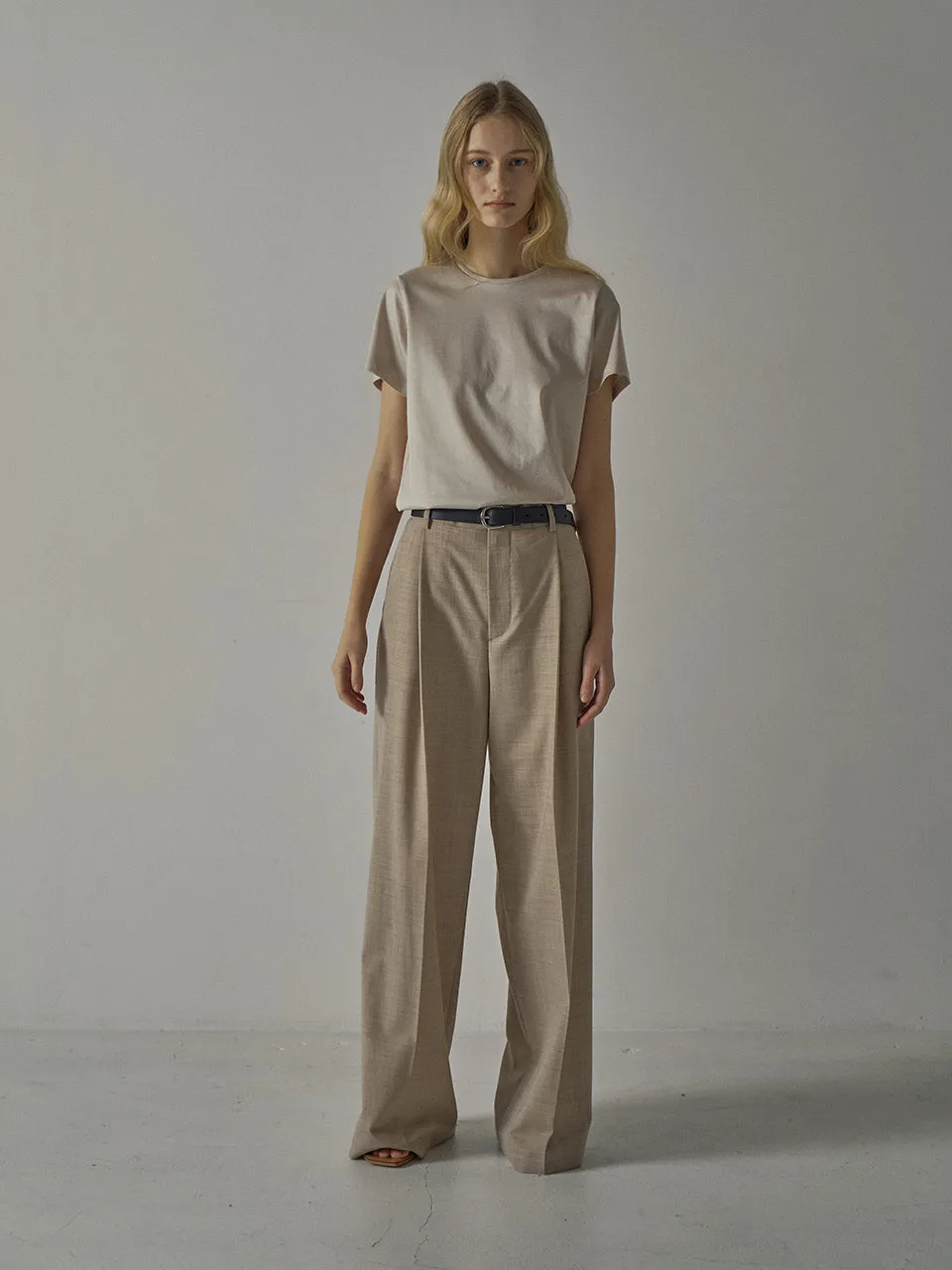 Summer Wool Wide Pants - Oatmeal