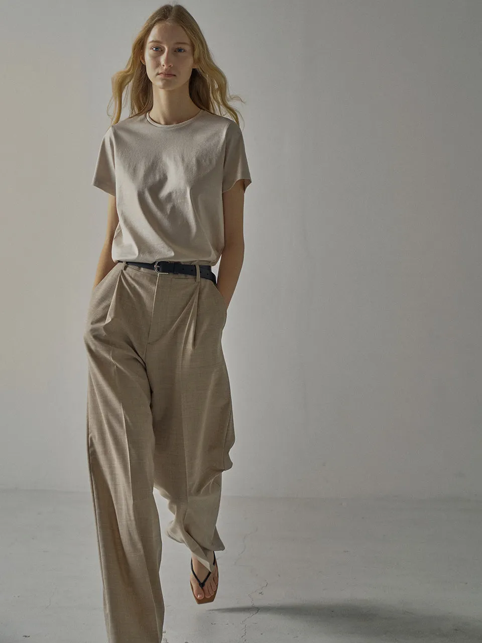 Summer Wool Wide Pants - Oatmeal