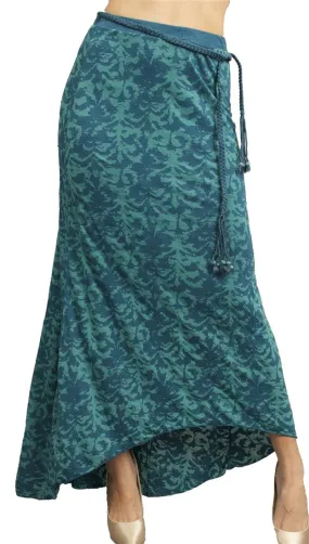 Testament Maxi Skirt W/ Braided Bead Belt in Aqua
