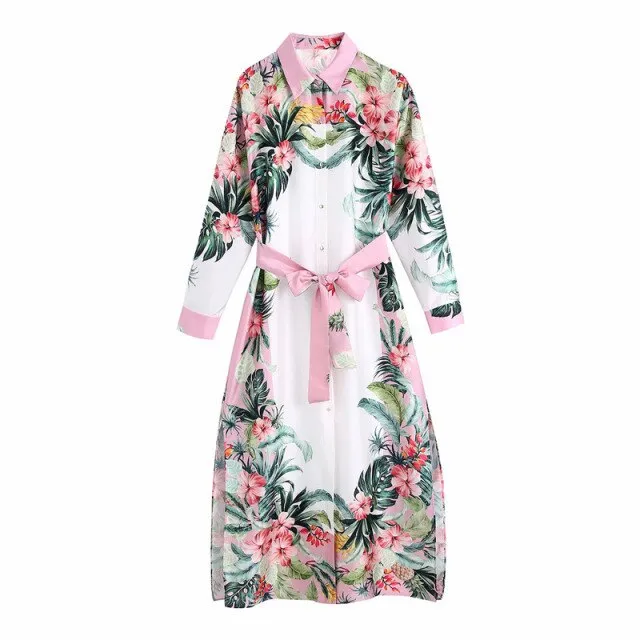 TROPICAL PRINT SHIRT DRESS