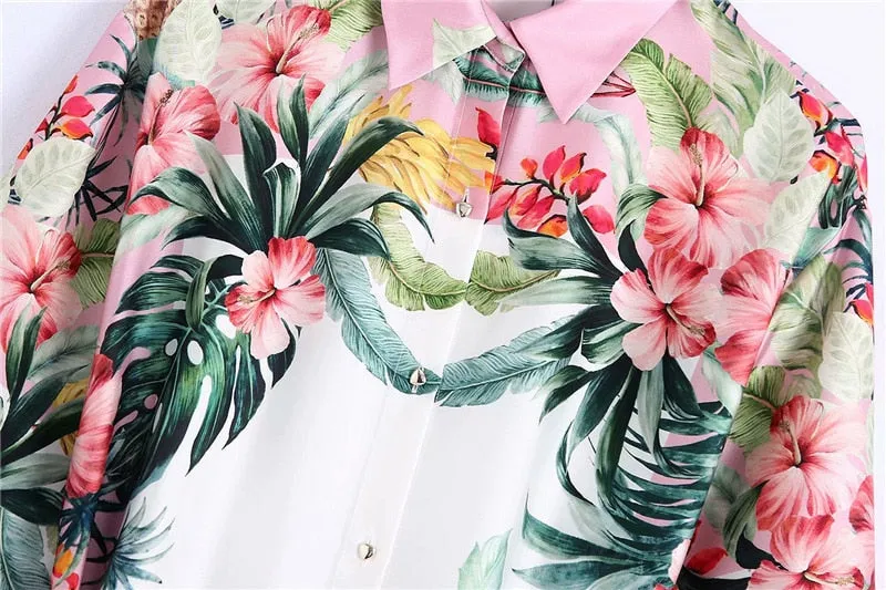 TROPICAL PRINT SHIRT DRESS