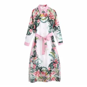 TROPICAL PRINT SHIRT DRESS