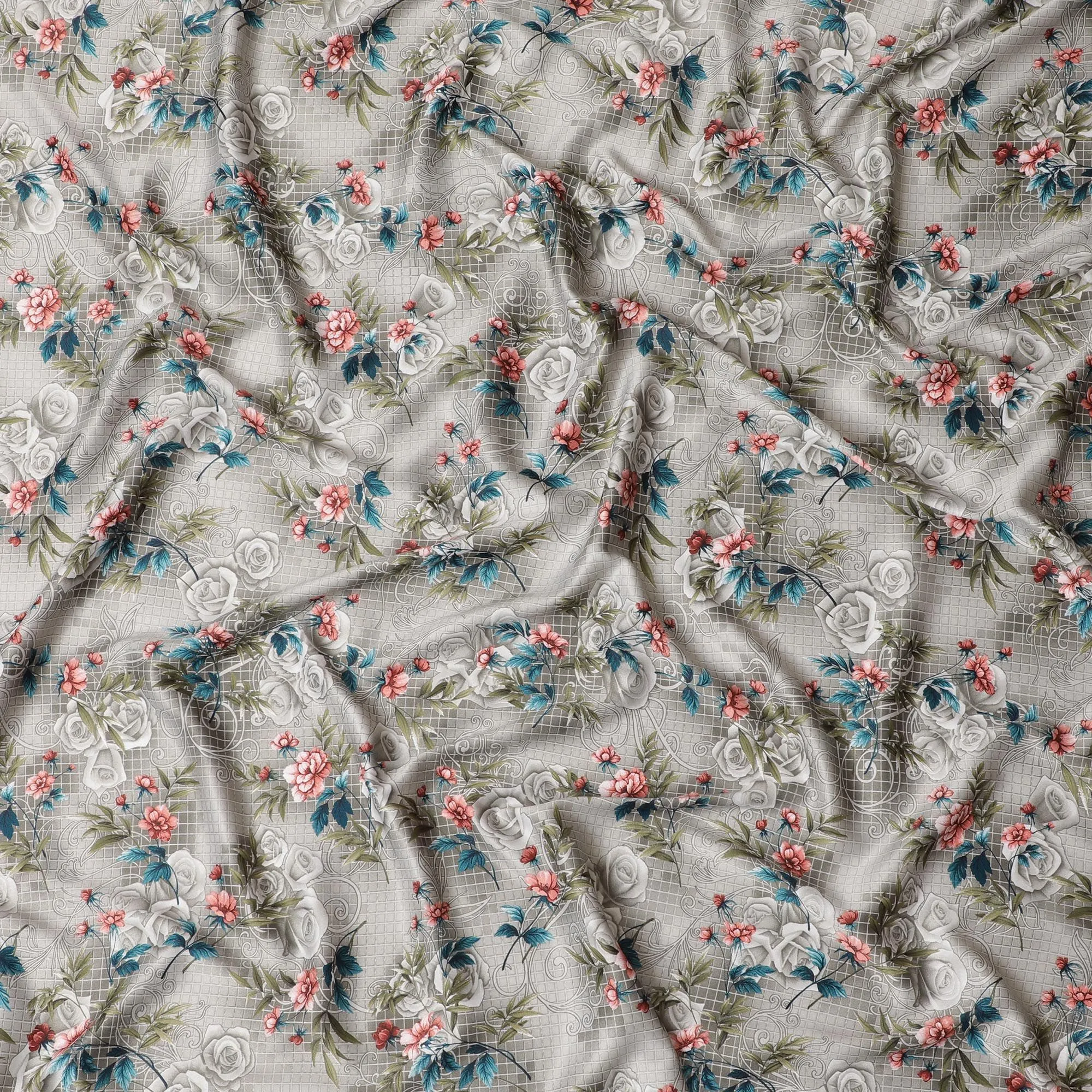 Vintage Rose Tapestry Synthetic Satin Fabric - 110cm Wide-D18564