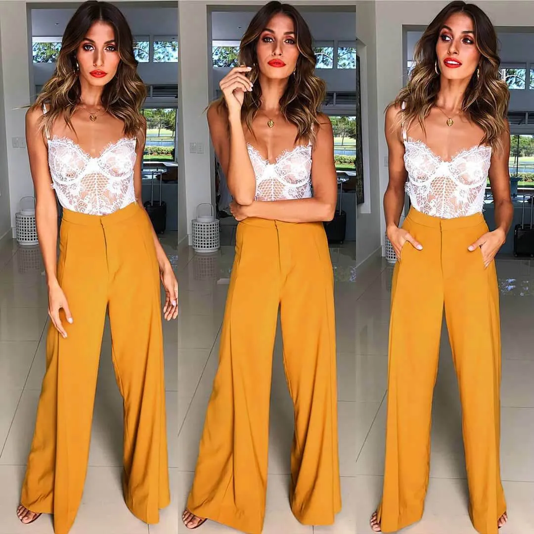 Wide Leg High Waist Loose Pockets Pants