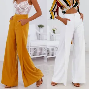 Wide Leg High Waist Loose Pockets Pants